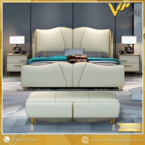 GIƯỜNG ĐÔI BỌC DA SANG TRỌNG GBD-20087