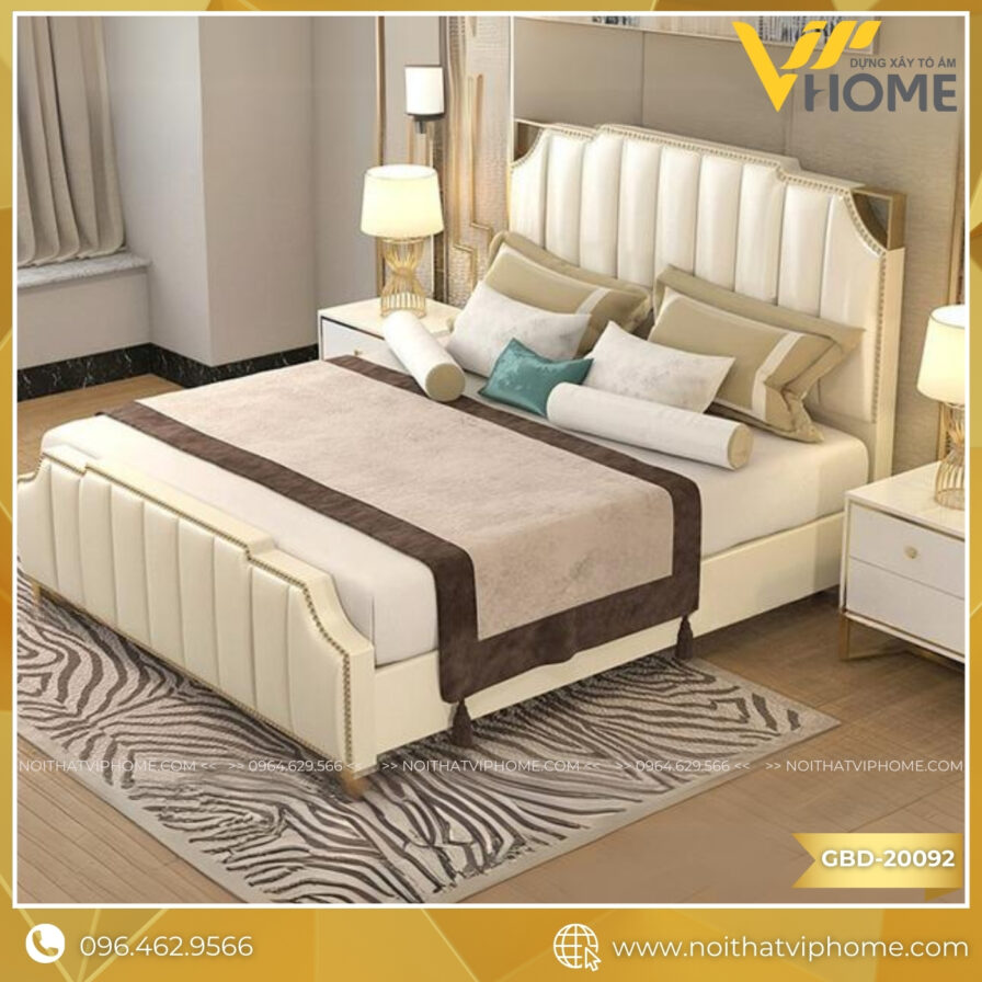 GIƯỜNG ĐÔI BỌC DA SANG TRỌNG GBD-20092
