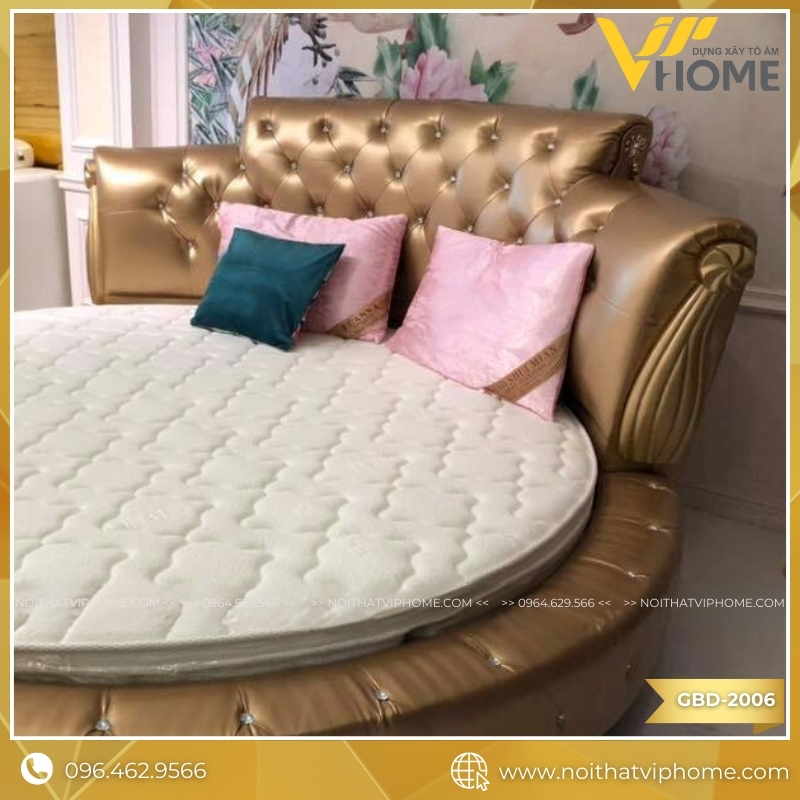 GIƯỜNG TRÒN BỌC DA CAO CẤP GBD-2006