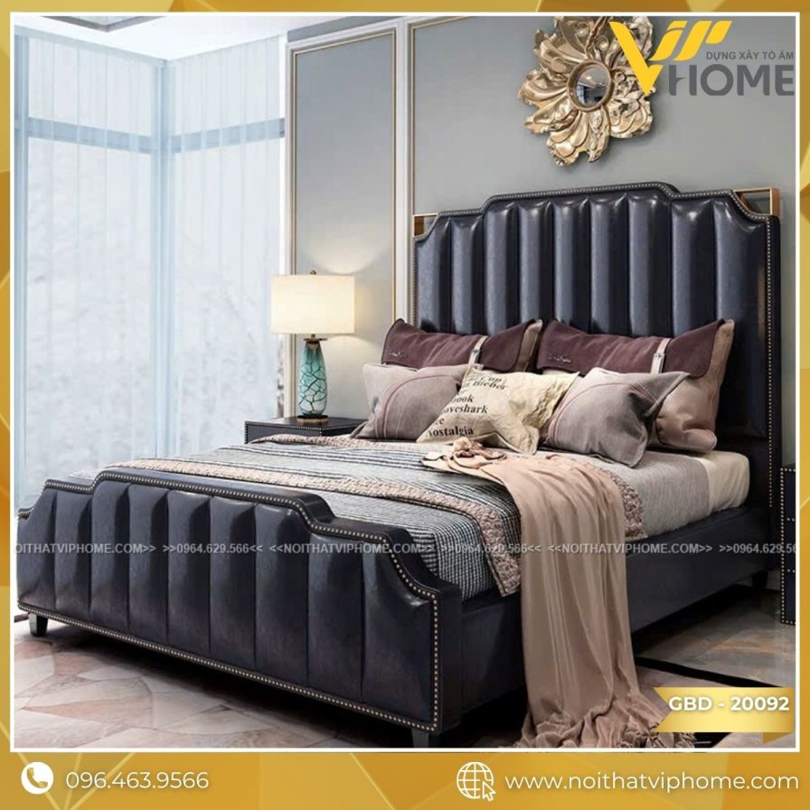 GIƯỜNG ĐÔI BỌC DA SANG TRỌNG GBD-20092